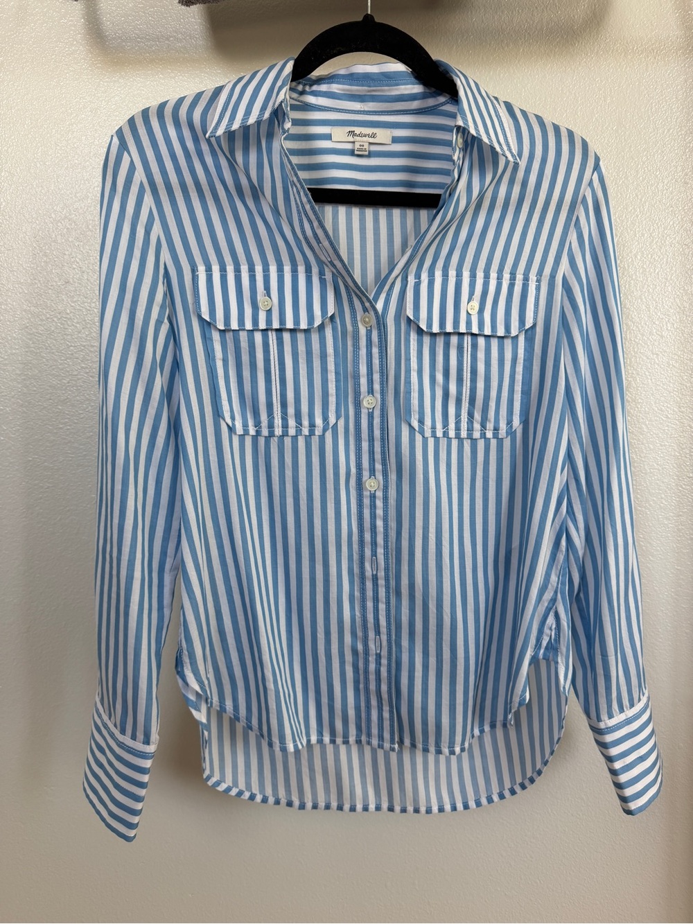 Madewell Light Blue and White Striped Button-Down Shirt